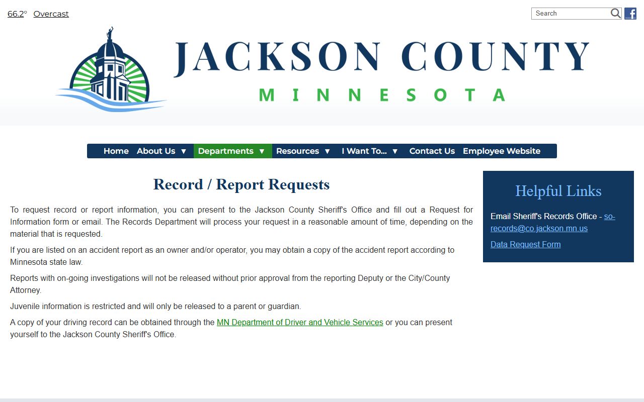 Jackson County inmate records sheriff record request instructions
